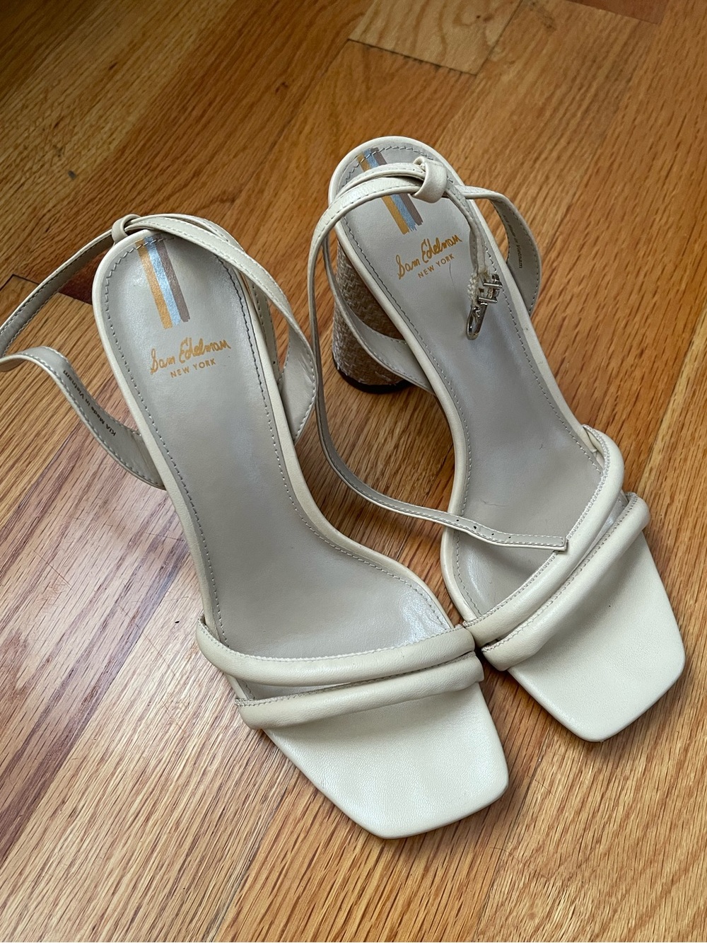 Sam Edelman Tan & Woven Kia Block Heels